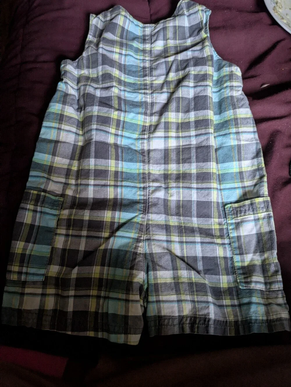 Cruising in Style! Cute‎ Blue & Green Plaid Scooter Romper 🛵